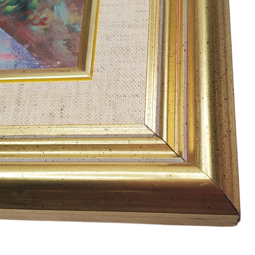 Original Acrylic Framed Art Painting James Cole Mediterranean Coastal Village - Picture 3 of 9